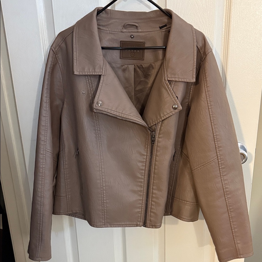 Blank NYC Faux Leather Moto Jacket - Mushroom